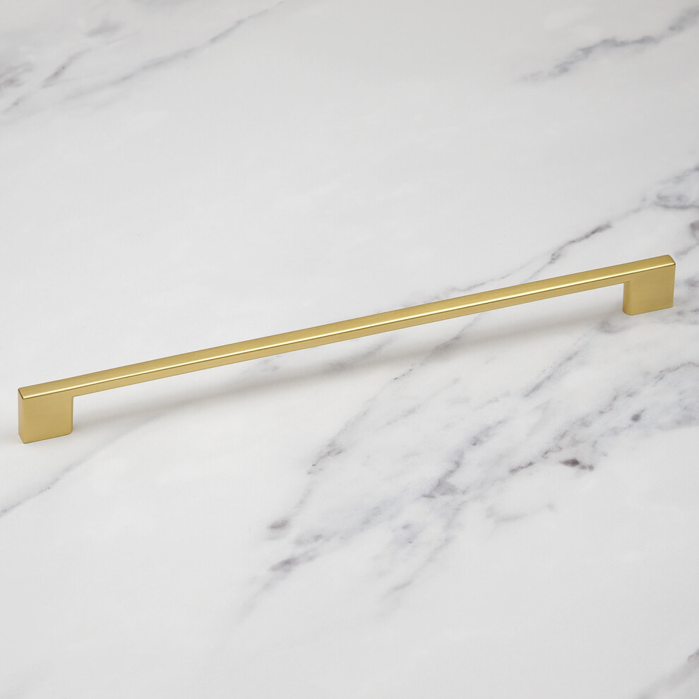 (320mm Handle) Brushed Brass Handle Slim Square Pull