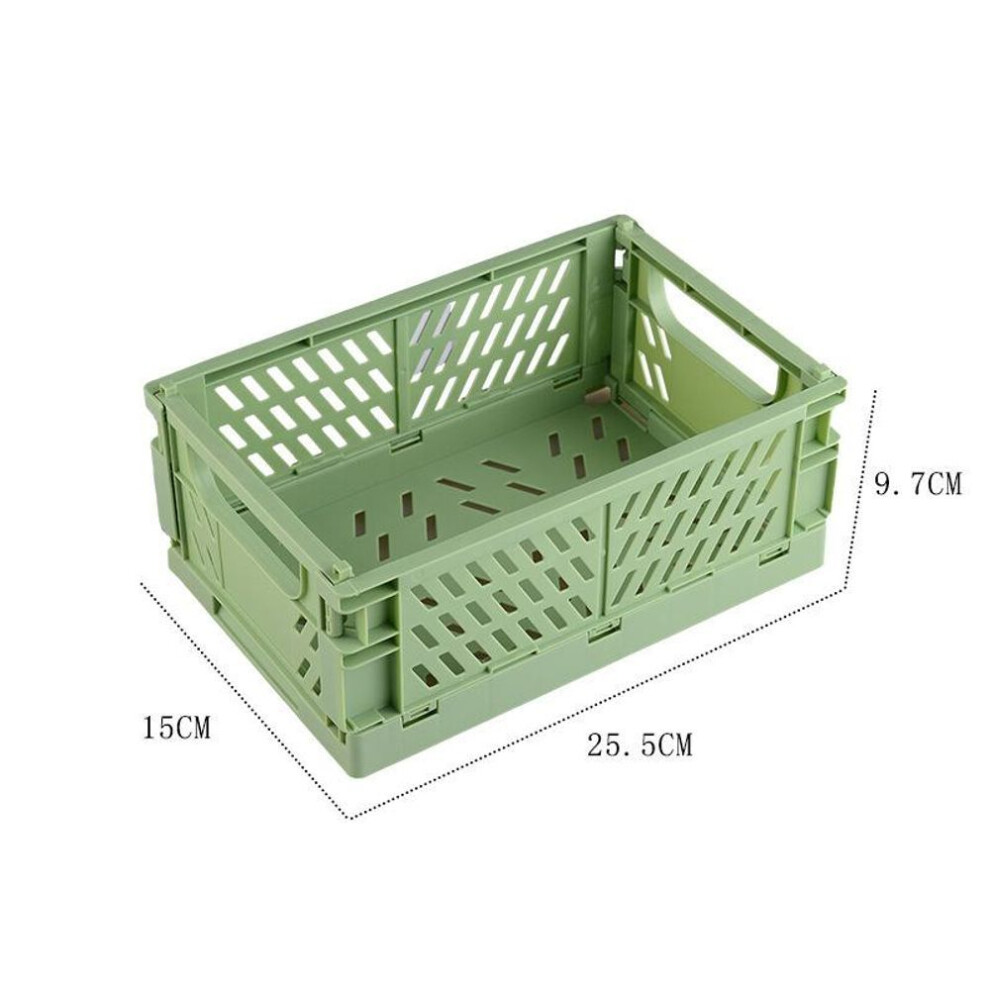(green, L) Plastic Foldable Storage Crate Folding Box Basket Stackable Cute Makeup Jewellery Toys Boxes For Storage Box Organizer Portable