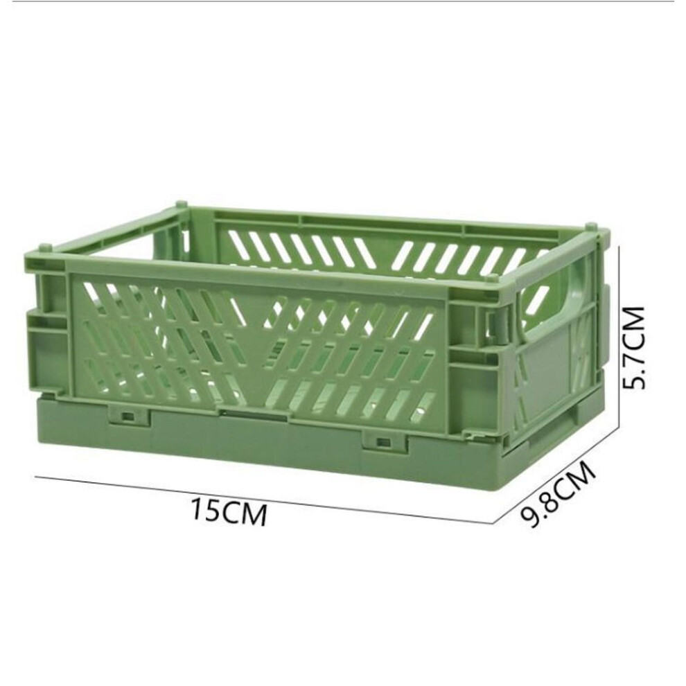 (green, S) Plastic Foldable Storage Crate Folding Box Basket Stackable Cute Makeup Jewellery Toys Boxes For Storage Box Organizer Portable