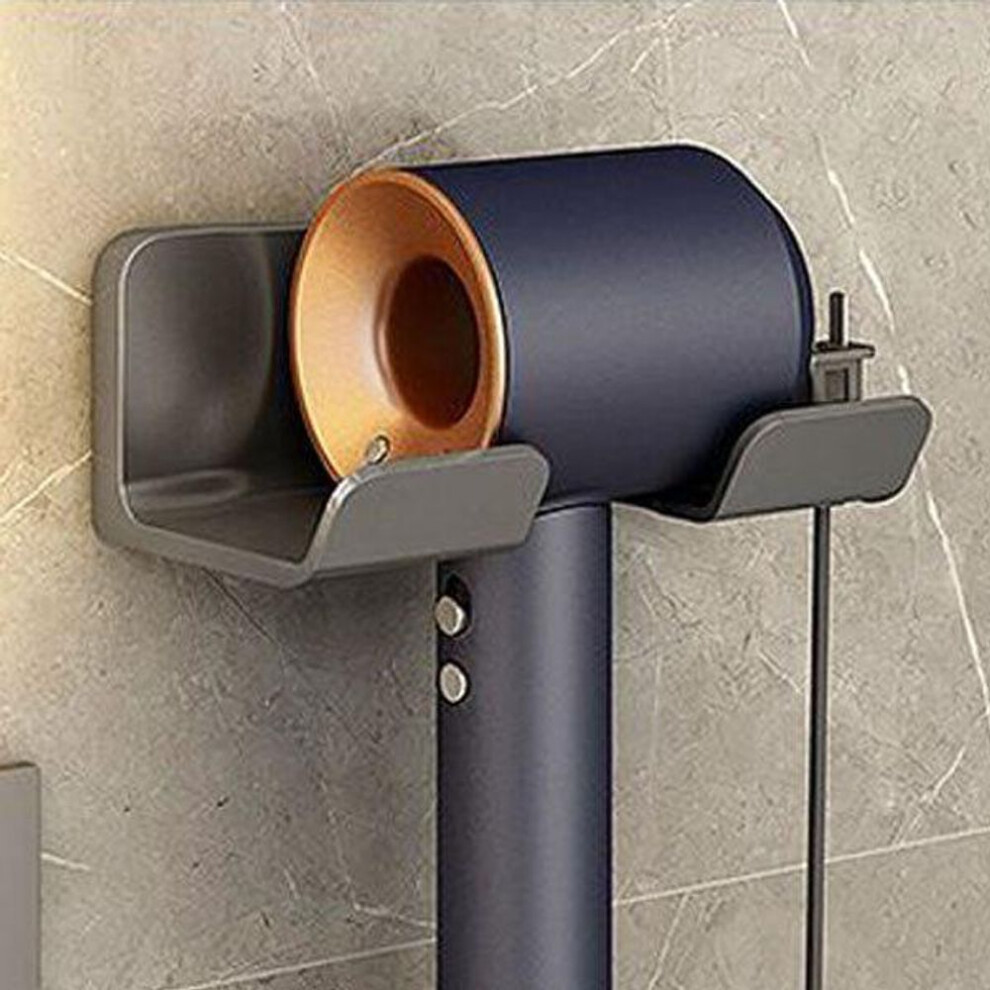 (grey) Hair Dryer Holder Wall Mounted Hair Straightener Dryer Hair Stand Bathroom Organizer Shelves Washroom Organization Shelves