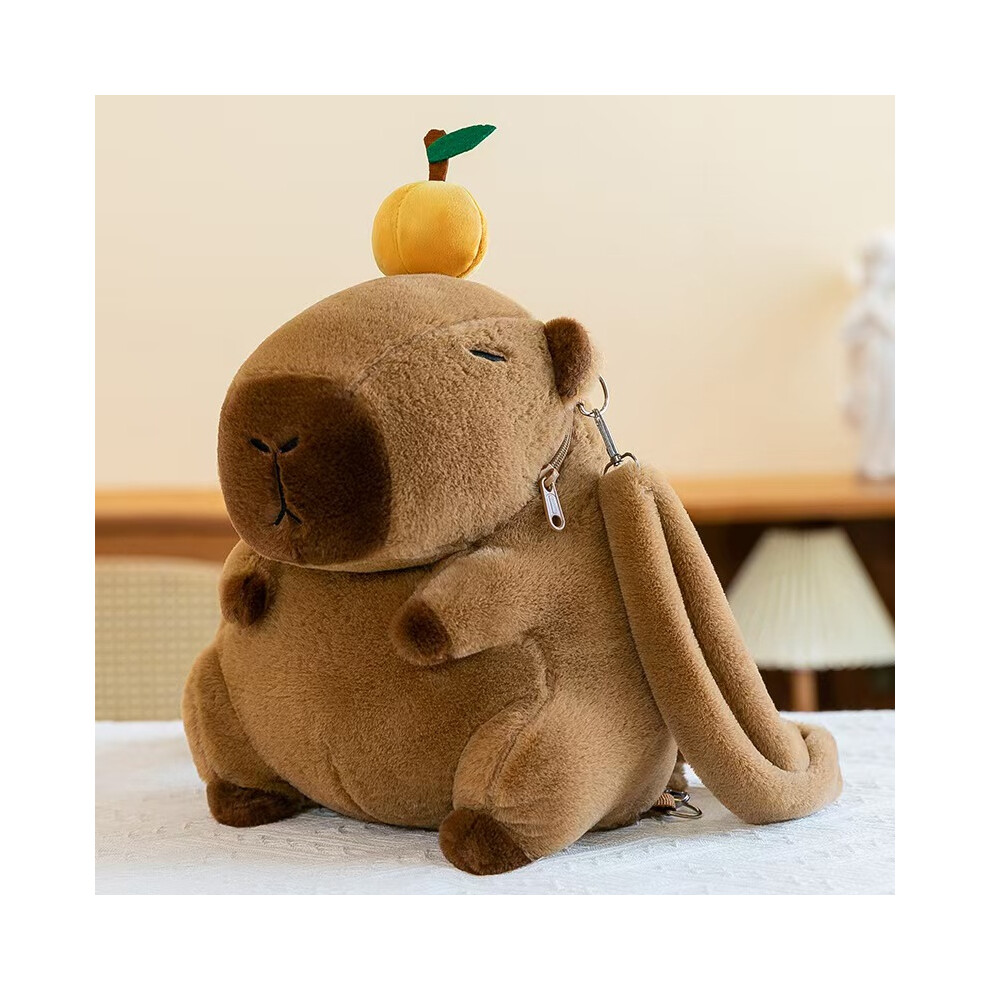 (Orange) Capybara Plush Backpack Animal Stuffed Children Shoulder Bag Pp Cotton Filling-image-OPC-PFZQDCD-NEW