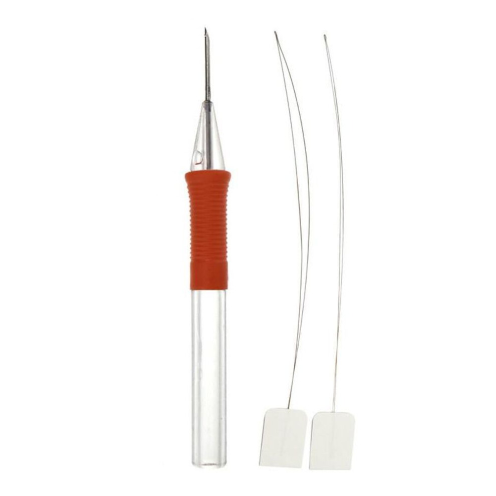 (orange) 3 Colors Diy Embroidery Pen Handmade Embroidery Needle Weaving Tool Punch Needle Craft