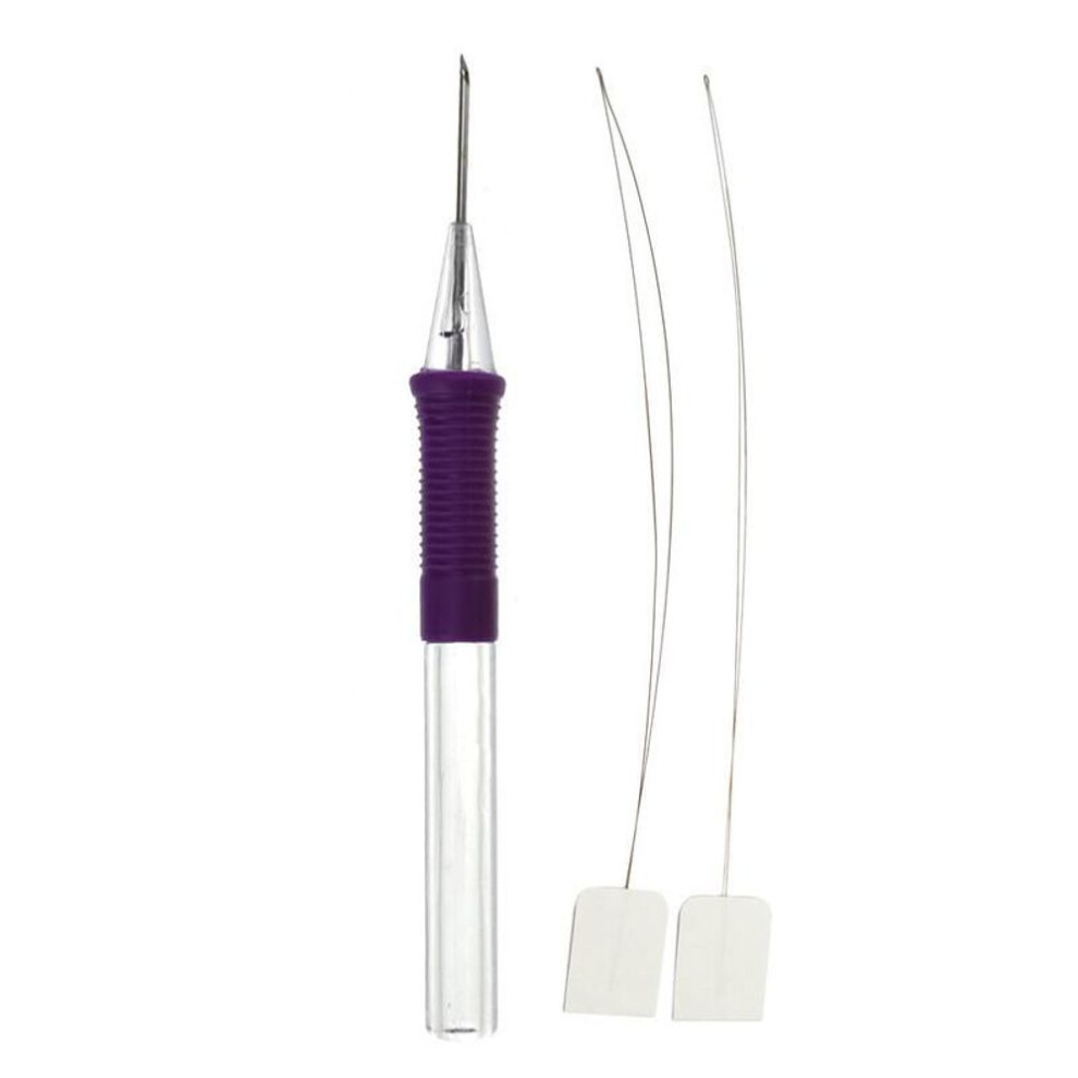 (purple) 3 Colors Diy Embroidery Pen Handmade Embroidery Needle Weaving Tool Punch Needle Craft