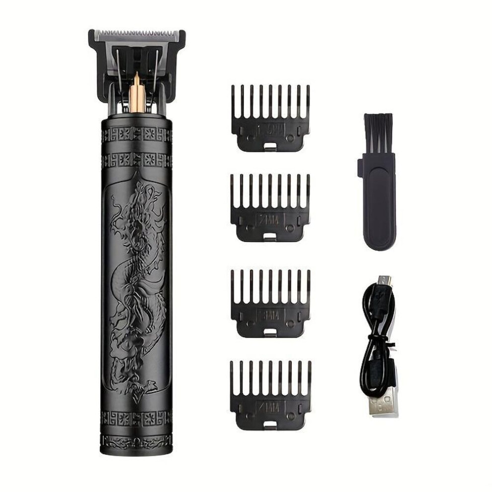 (black) Professional Cordless Electric Hair Clipper And Beard Trimmer - Haircut Kit With USB Charging
