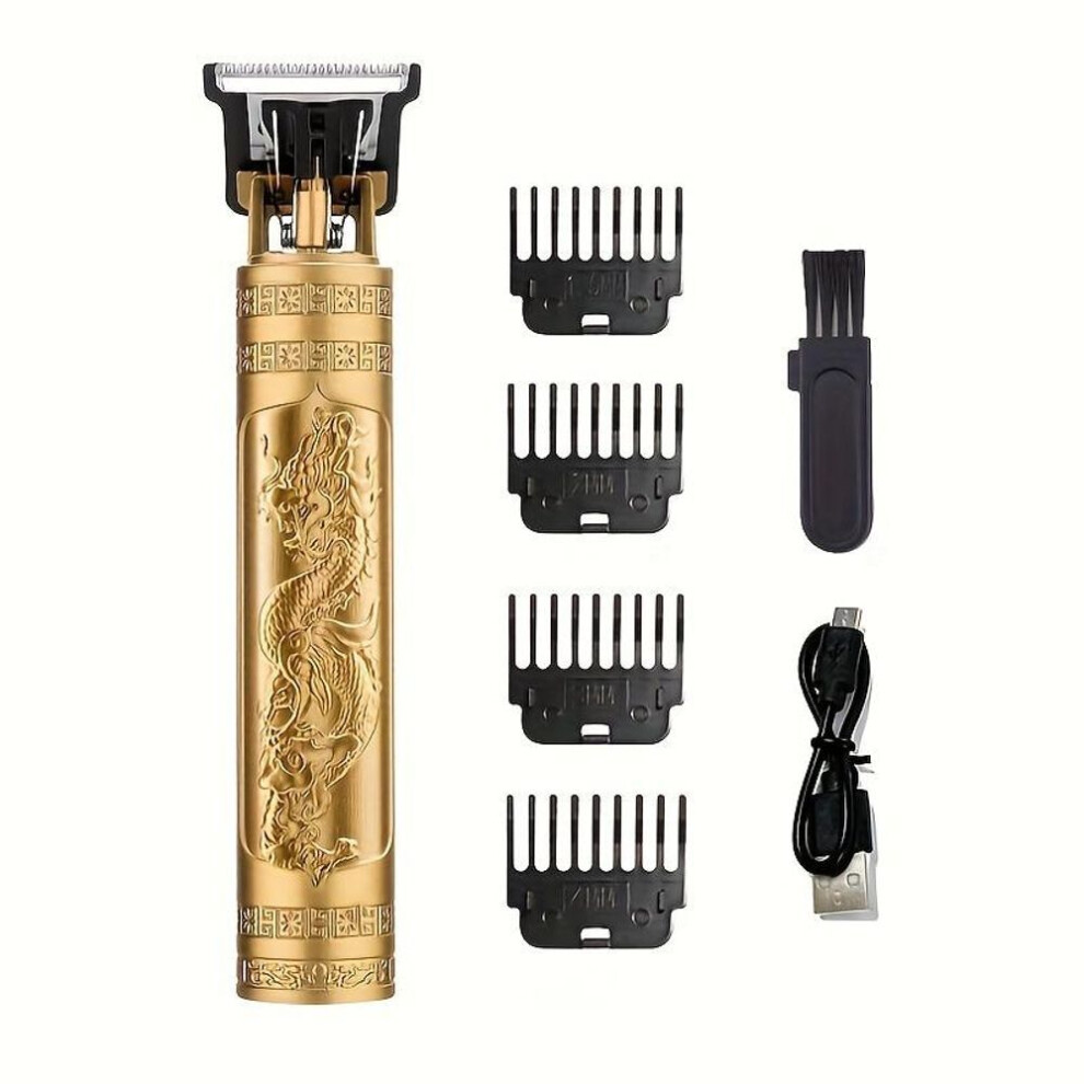 (golden) Professional Cordless Electric Hair Clipper And Beard Trimmer - Haircut Kit With USB Charging