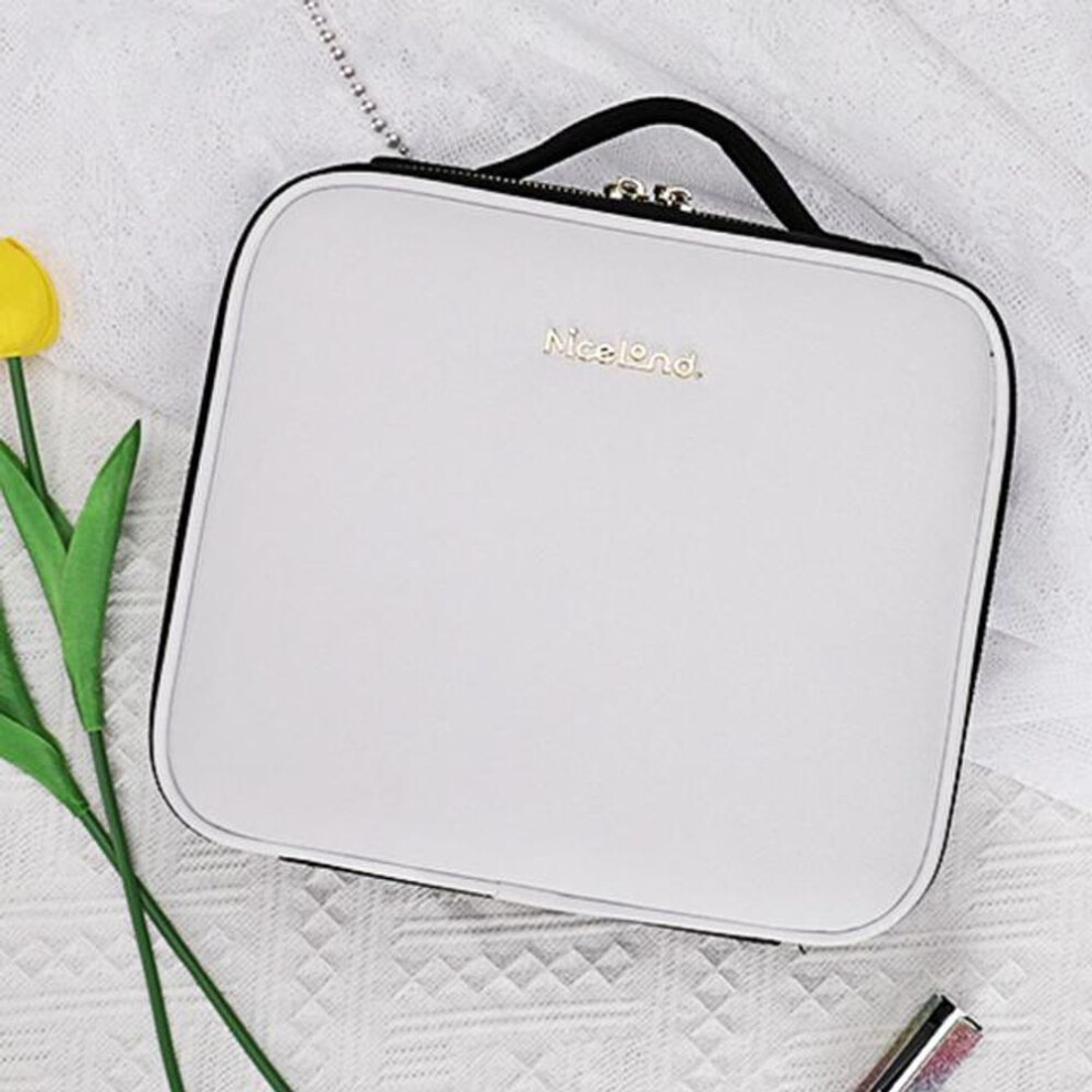 (white, 26x23x11cm) Smart LED Cosmetic Case with Mirror Cosmetic Bag Travel Makeup Bags for Women Fashion Portable Storage Bag Travel Makeup Bags