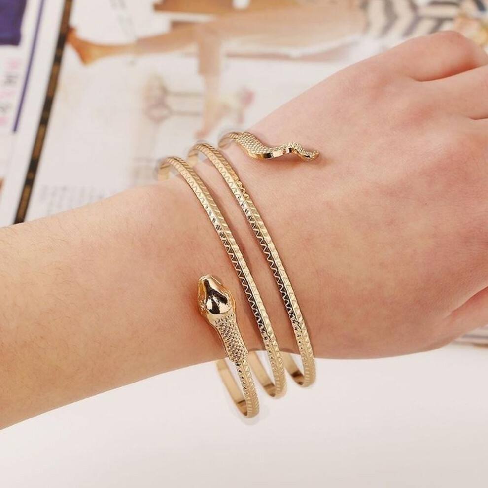 (silver) New Punk Fashion Coiled Snake Spiral Upper Arm Cuff Armlet Armband Bangle Bracelet