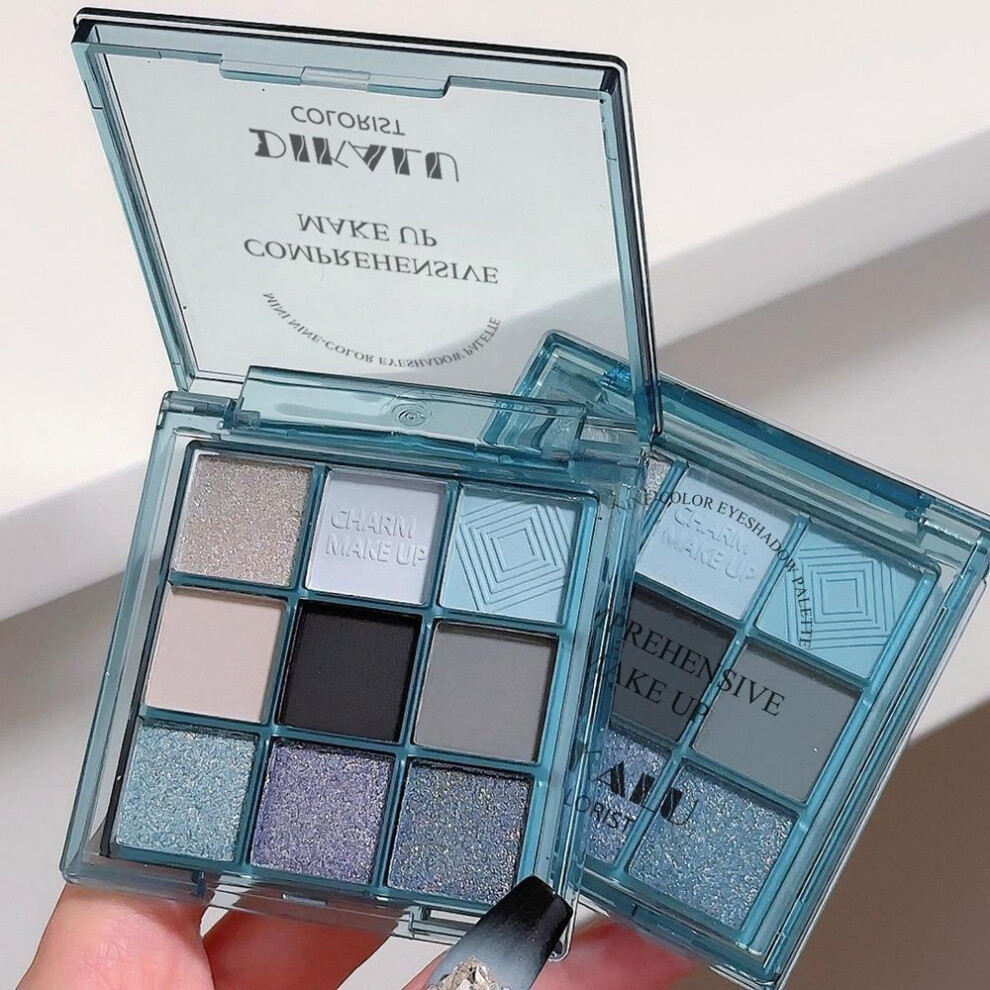 (1pc) 9 Colors Cool Toned Eyeshadow Palette Blue Gray Smokey Palette Matte Glitter Eyeshadow Palette Smoky Eye Shadow Eye Pigments Palette