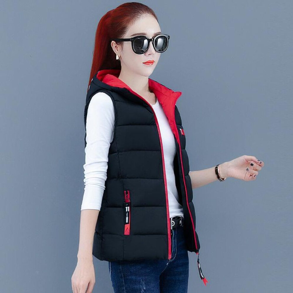 (black, M) Down Cotton Vest Women Short Jacket Outer Wear Autumn Winter Fashion All-match Plus Size Waistcoat Vests Woman