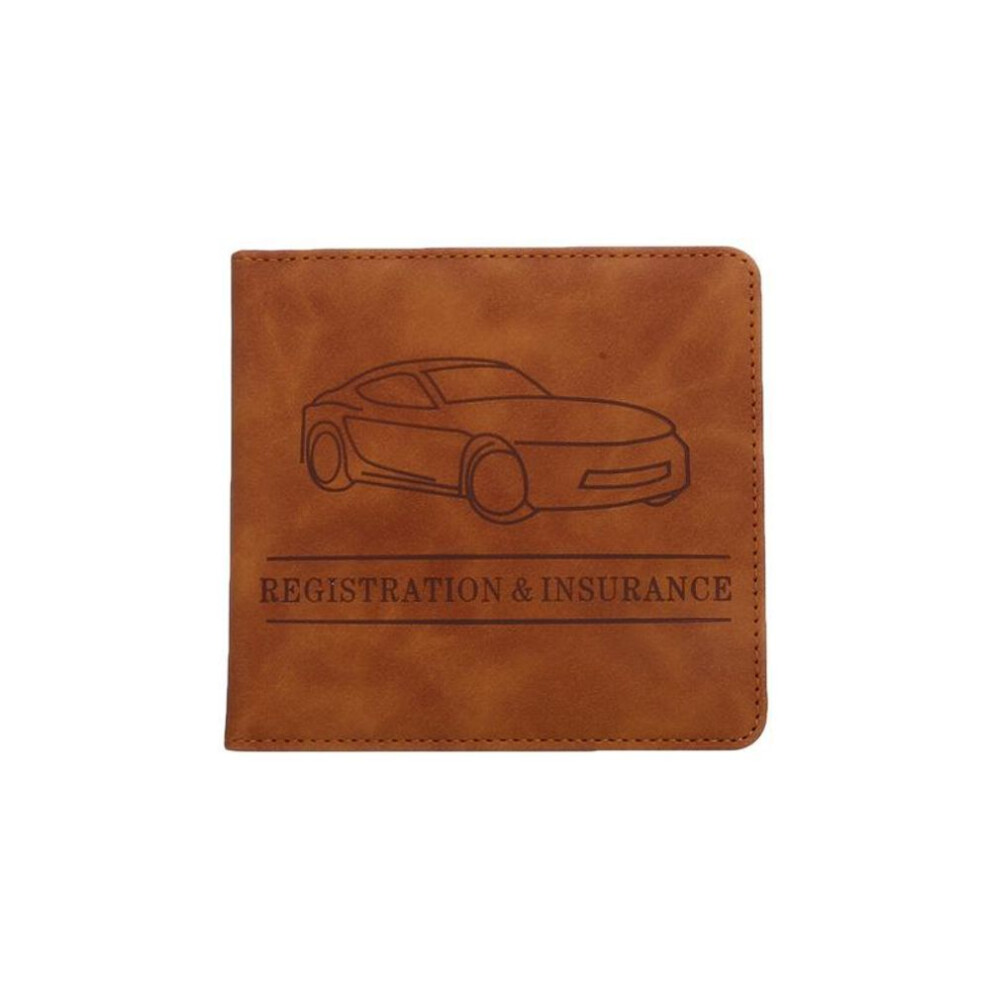 (brown) Car Insurance Information File Protection Case Folder Pu Leather Short Motorcycle Driving License Protection Case Storage Bag