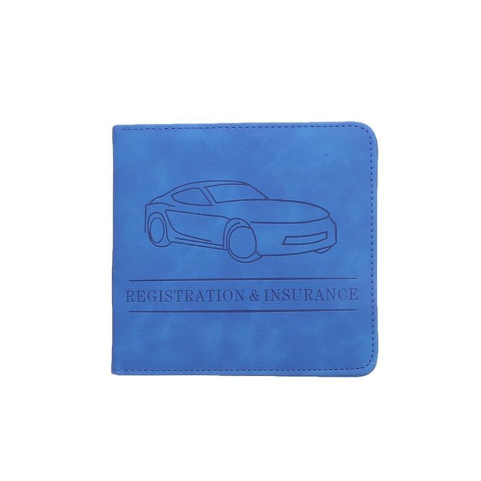 (ultramarine blue) Car Insurance Information File Protection Case Folder Pu Leather Short Motorcycle Driving License Protection Case Storage Bag