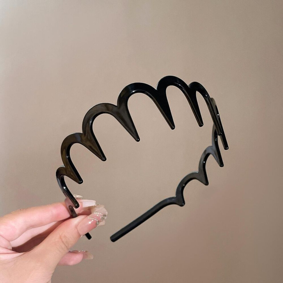 (black) Minimalist Plastic Wave Hairbands For Women - Non-slip Dress Up Headbands, Easy Hair Styling For Face Washing And High Crown Looks