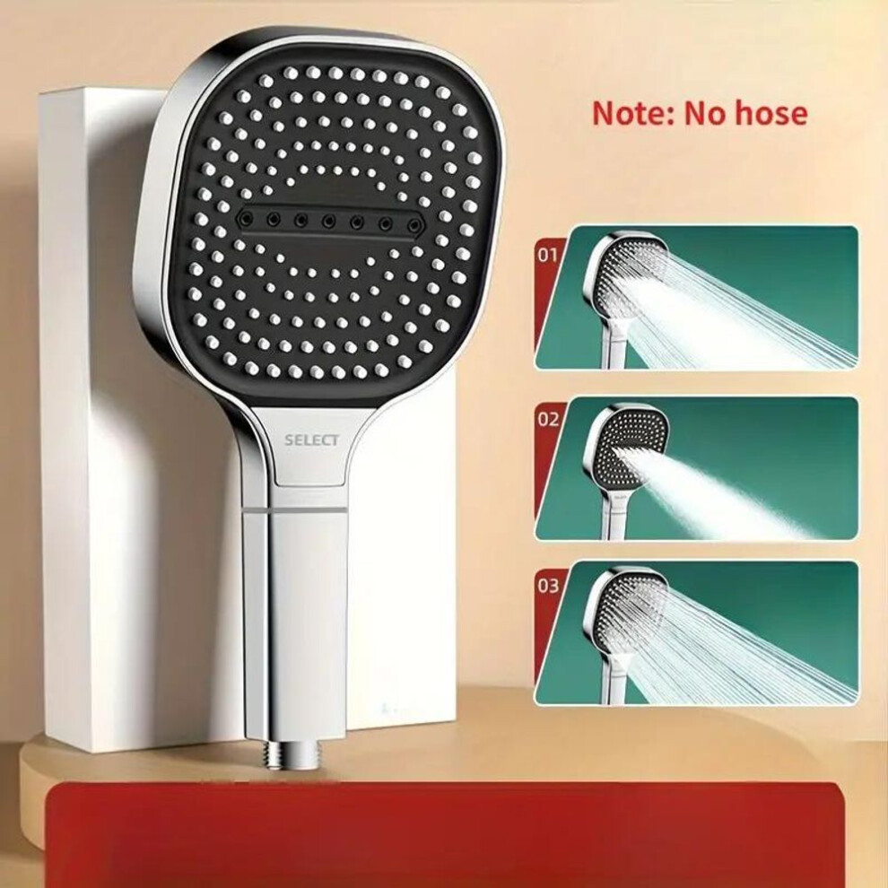 (silver) Luxury High Pressure Handheld Shower Head With Purifying Filter, Rectangular Wall-mounted Therapeutic Massage Shower Head For Bathroom Essentials