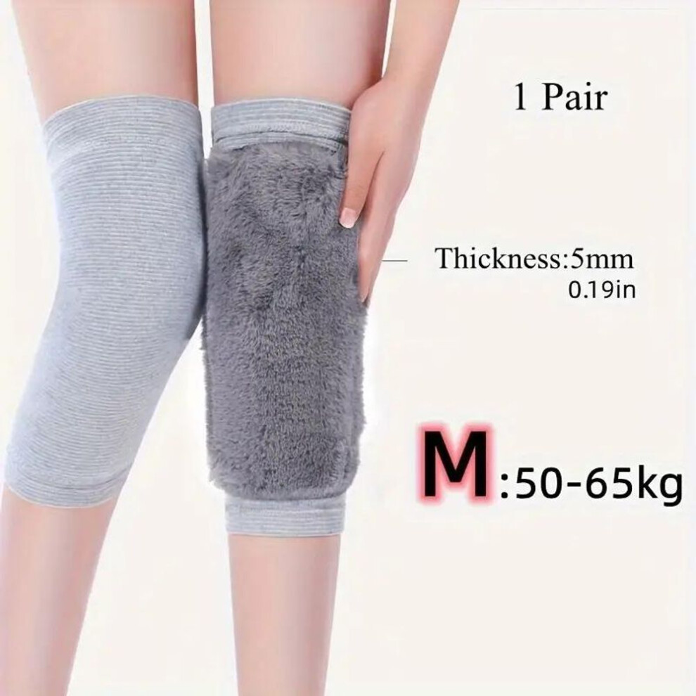 (grey, M) 1 Pair Winter Warm Knee Pads For Women Men, Old People Cold Leg Kneepad Knee Support, Rabbit Fur Running Knee Protector