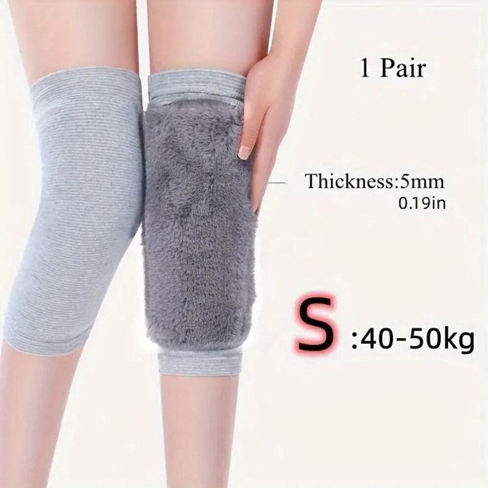 (grey, S) 1 Pair Winter Warm Knee Pads For Women Men, Old People Cold Leg Kneepad Knee Support, Rabbit Fur Running Knee Protector