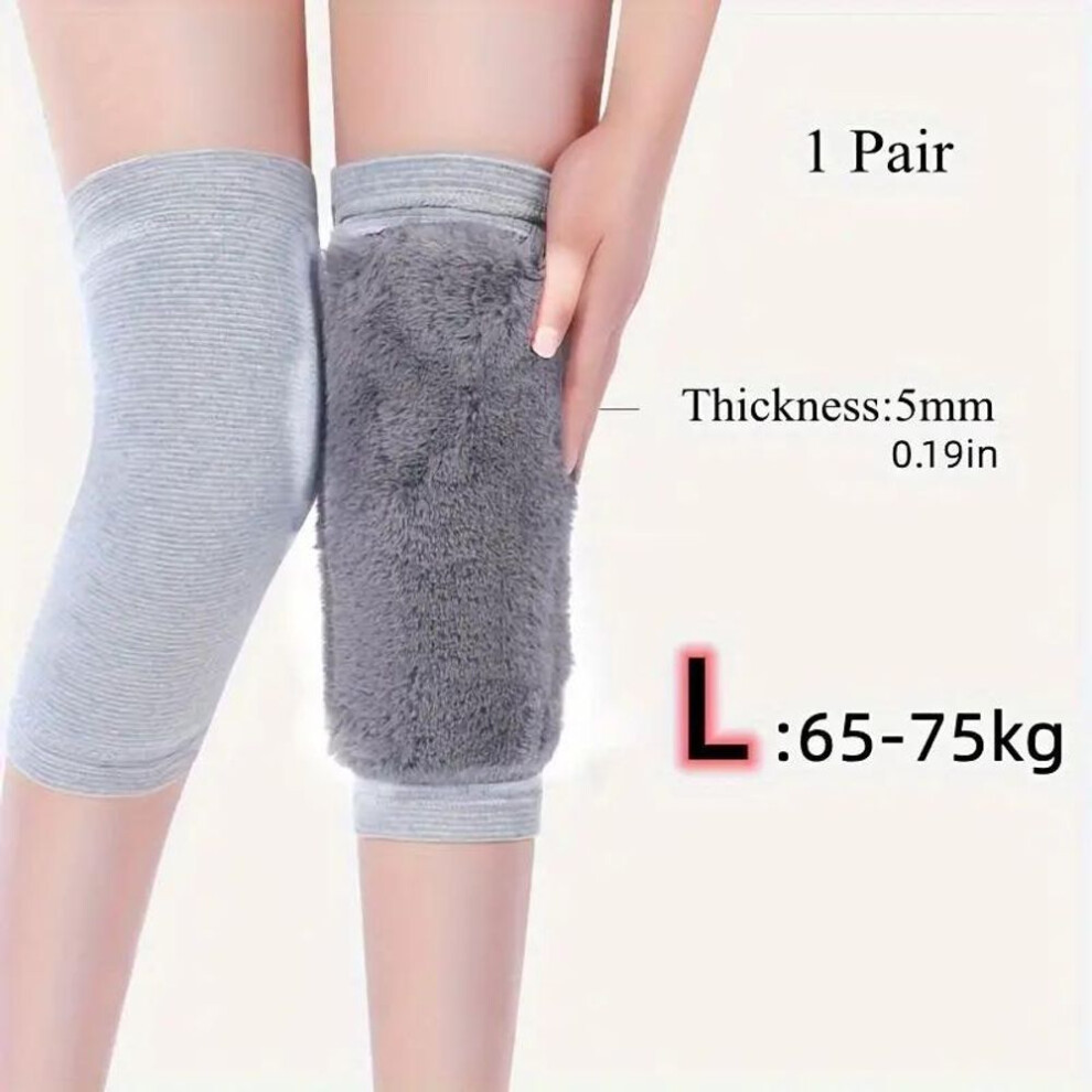 (grey, L) 1 Pair Winter Warm Knee Pads For Women Men, Old People Cold Leg Kneepad Knee Support, Rabbit Fur Running Knee Protector