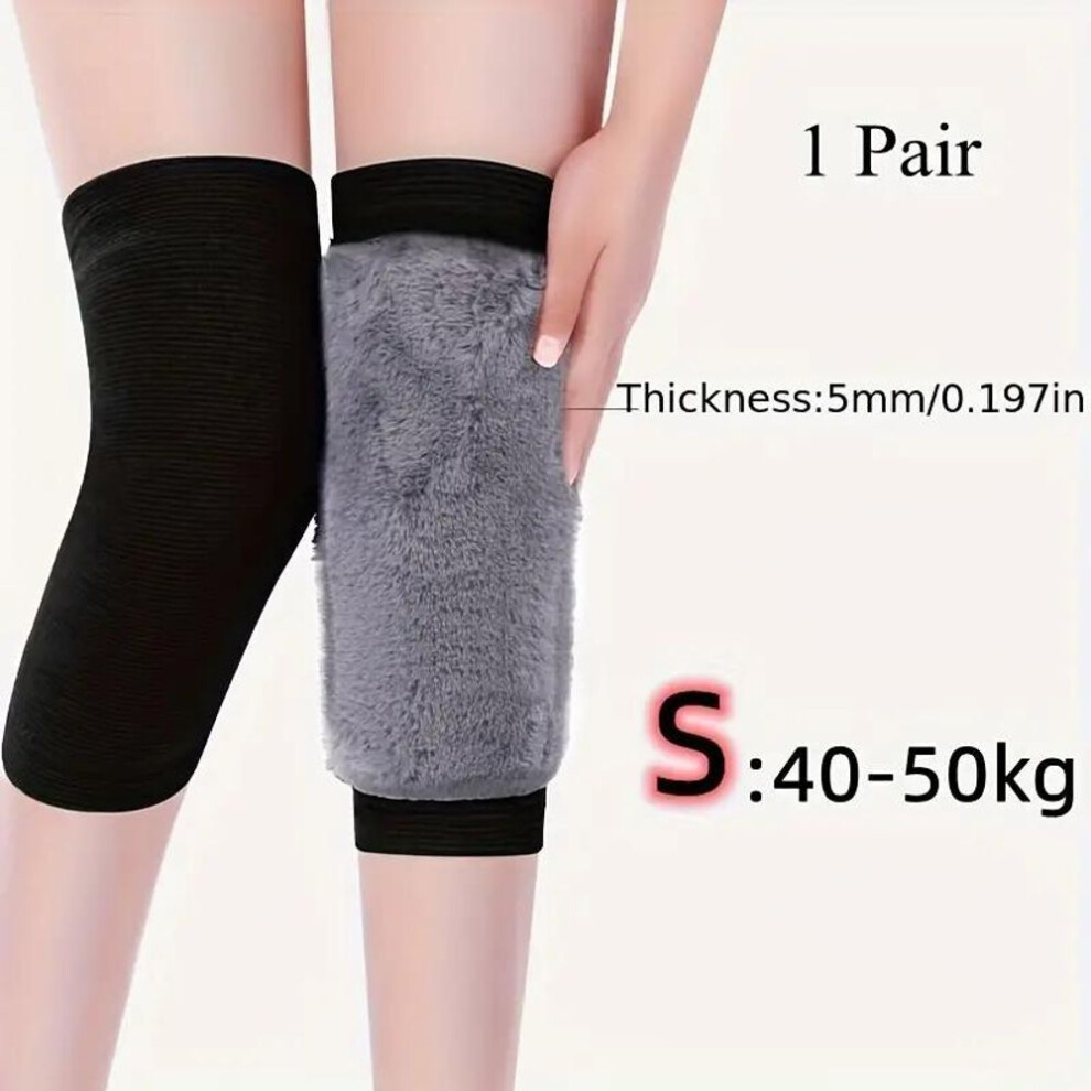 (black, S) 1 Pair Winter Warm Knee Pads For Women Men, Old People Cold Leg Kneepad Knee Support, Rabbit Fur Running Knee Protector