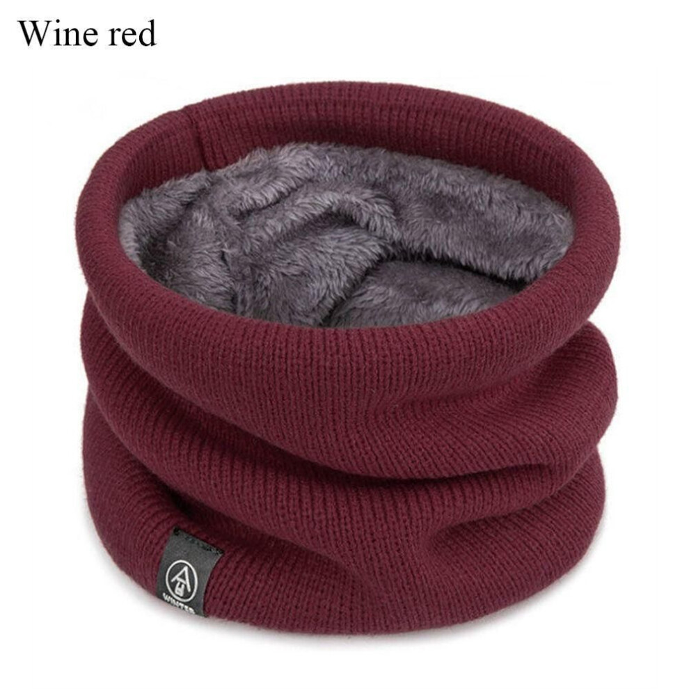 (wine red) Women Men Soft Knitted Neck Warmer Sport Scarf Face Mask Winter Scarves Skating Running Warm Wool Fur Thick Men Neck Scarves