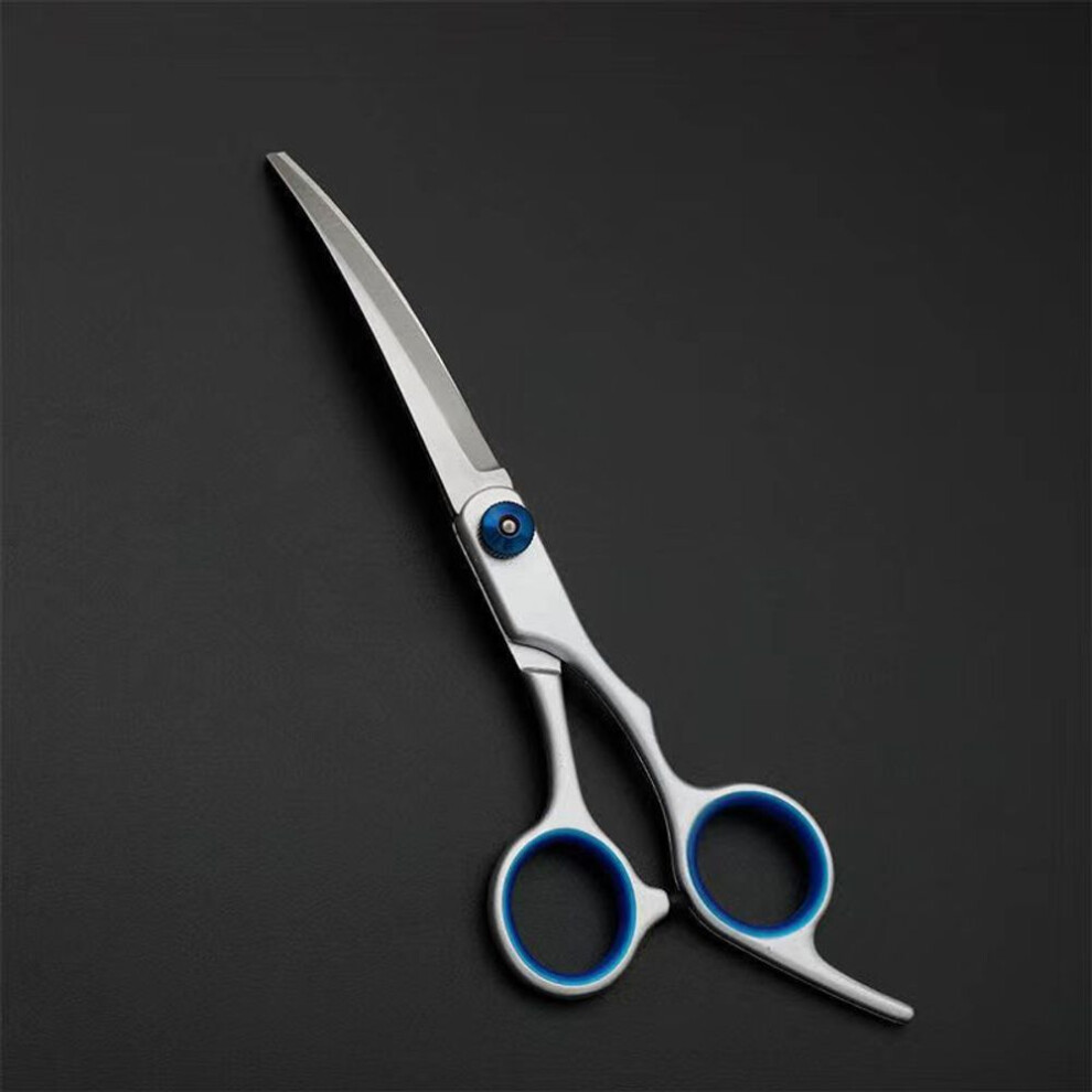 (1x Curved Scissor Down, silver) 6" Professional Pet Scissors Pet Dog Grooming Kits Curved Shears Set Scissors