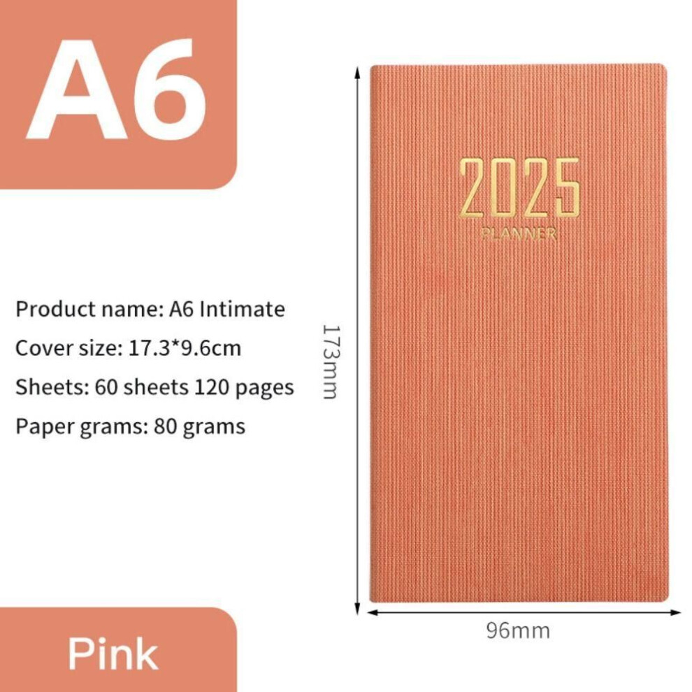 (pink) Pocket 2025 Agenda Book A6 Notebooks Mini Diary Weekly Planner  Students
