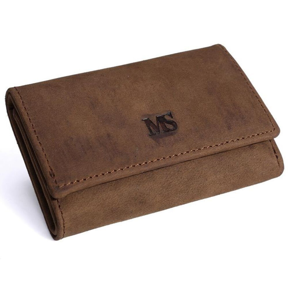 (brown) MISFIT Handmade Vintage Genuine Leather Key Holder Men KeyChain Cover Leather Key Wallet Men Key Case Bag Women Key Organizer