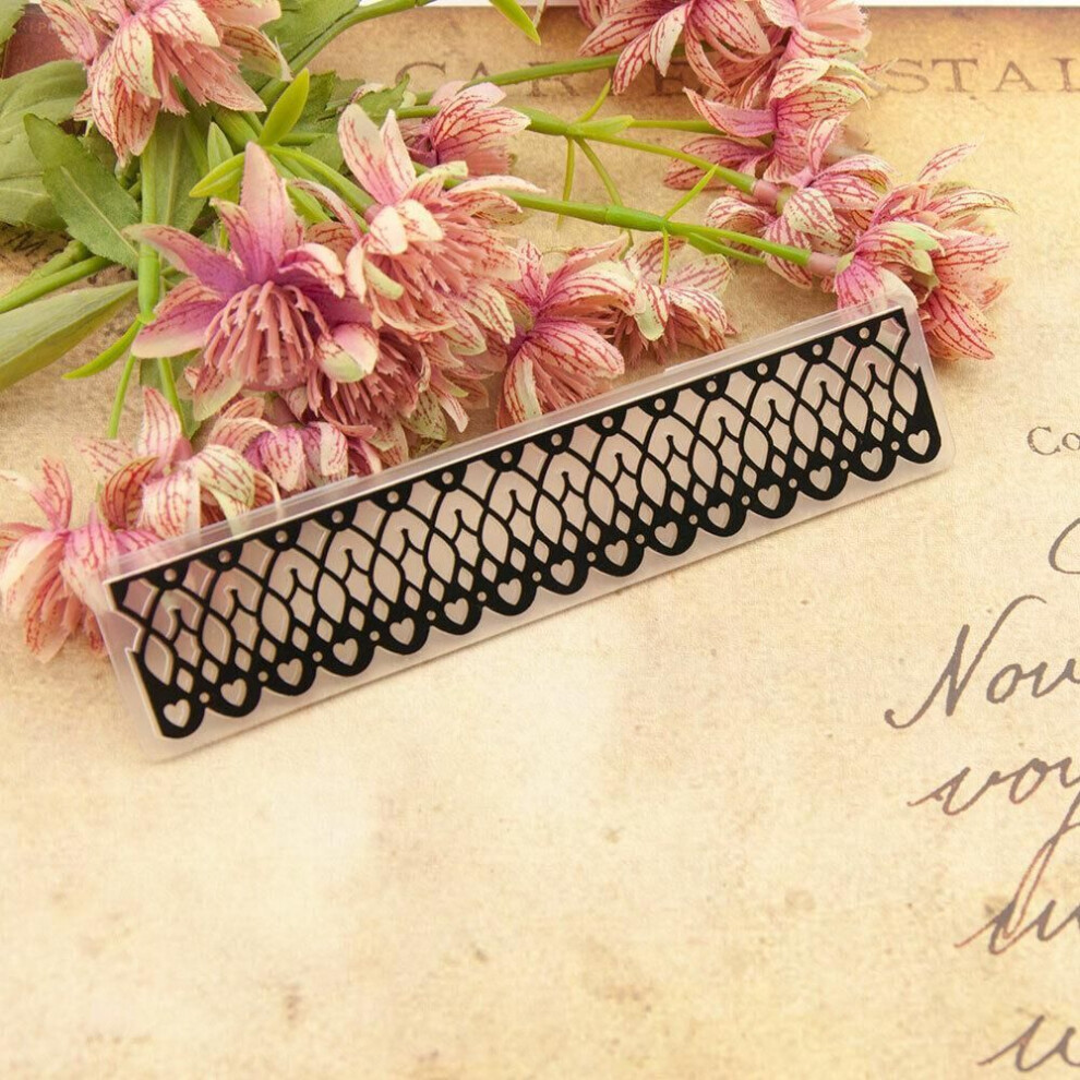 (No.8-Diamond Heart) Flower Vine Lace Folder Plastic Template Embossing Dies Stencil Diy Rectangle Frame Butterfly Birthday