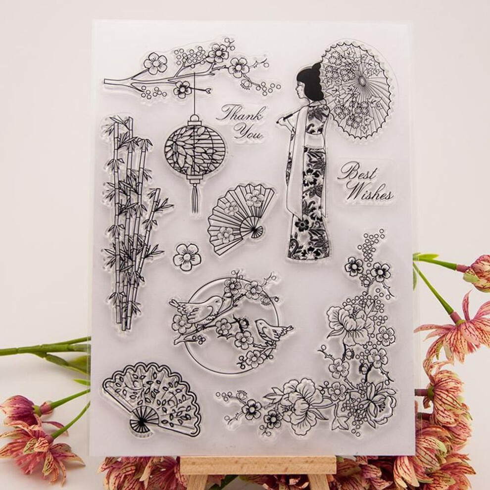(No.6-Bamboo Lady) Fairy Lady Girl Transparent Silicone Clear Stamps For Seal Diy Scrapbooking Photo Album Decor Art Man People
