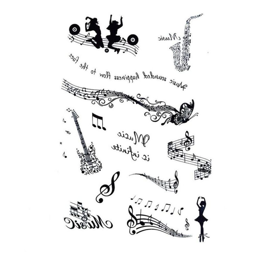 (No.10-Butterfly Note) Music Note Transparent Silicone Clear Stamps For Seal Diy Scrapbooking Photo Album Decor Art Score Piano Guitar Violin