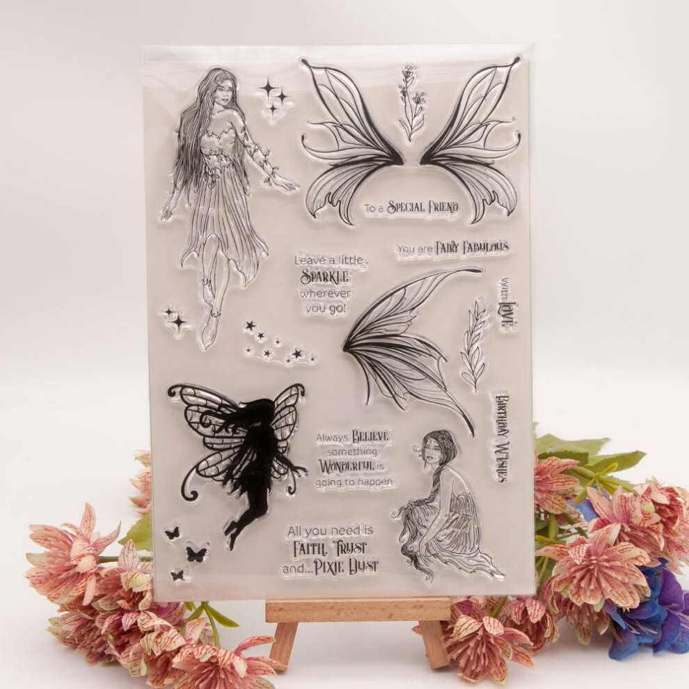 (No.6-Angel Fairy) Flower Butterfly Fairy Transparent Silicone Clear Stamps For Seal Diy Scrapbooking Photo Album Decor Art Mushroom