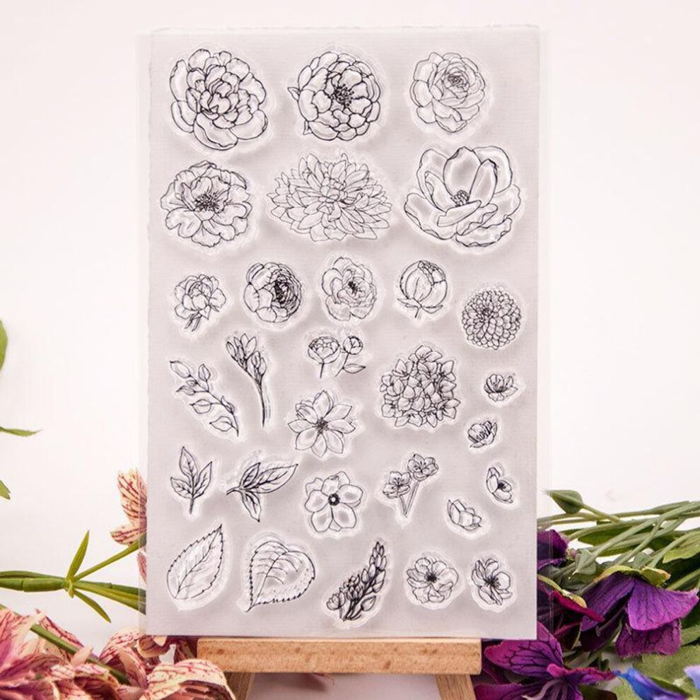 (No.4-Petal) Greeting Flower Transparent Silicone Clear Stamps For Seal Diy Scrapbooking Photo Album Decor Art Leaf Petal