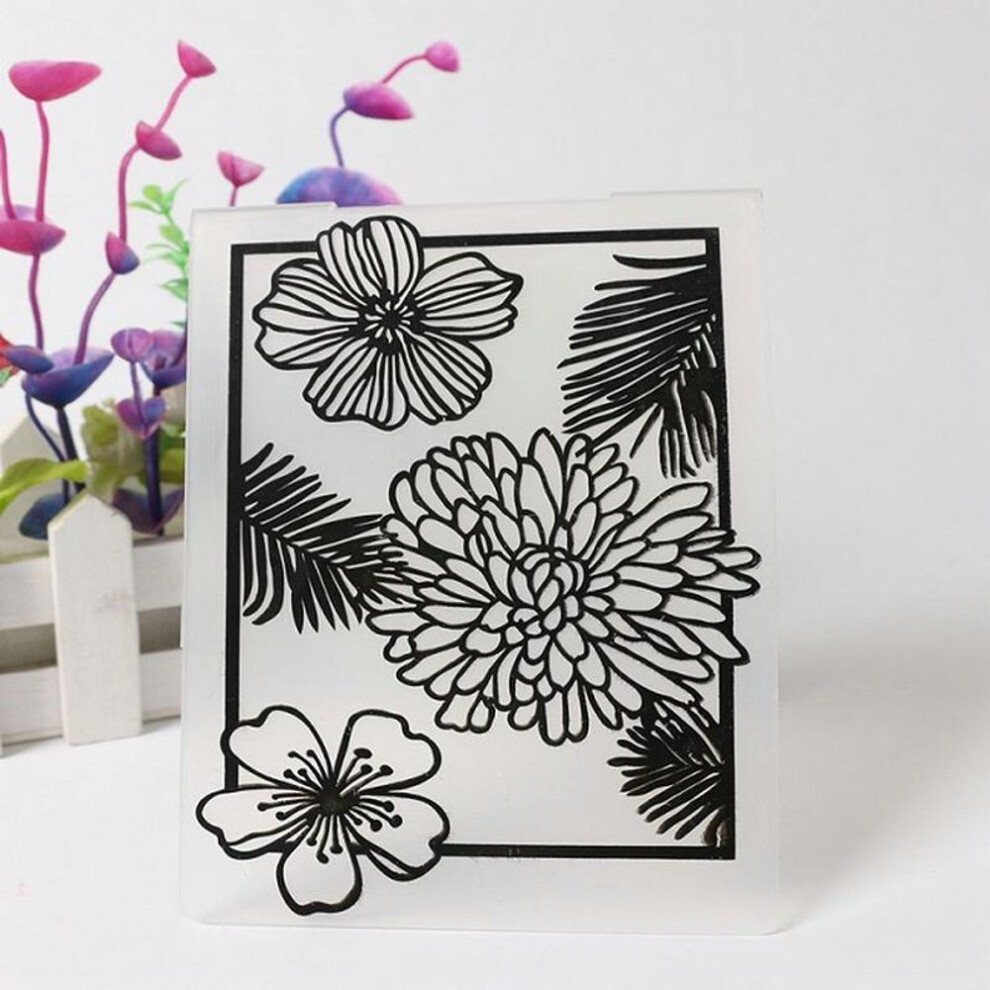 (No.3-Flower Frame) Tree Flower Leaf Frame Plastic Embossing Folders Dies Stencil For Diy Scrapbooking Album Card Decor Template Mountain