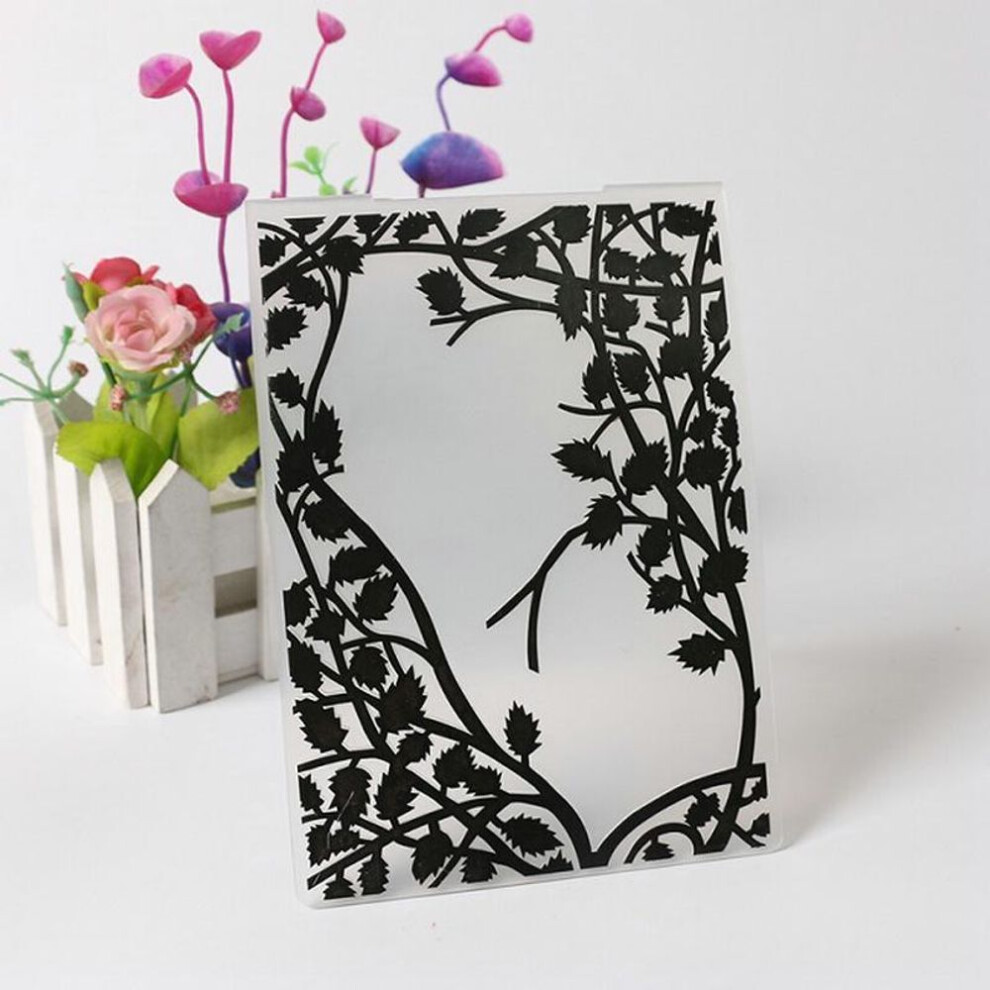 (No.5-Brambles) Tree Flower Leaf Frame Plastic Embossing Folders Dies Stencil For Diy Scrapbooking Album Card Decor Template Mountain