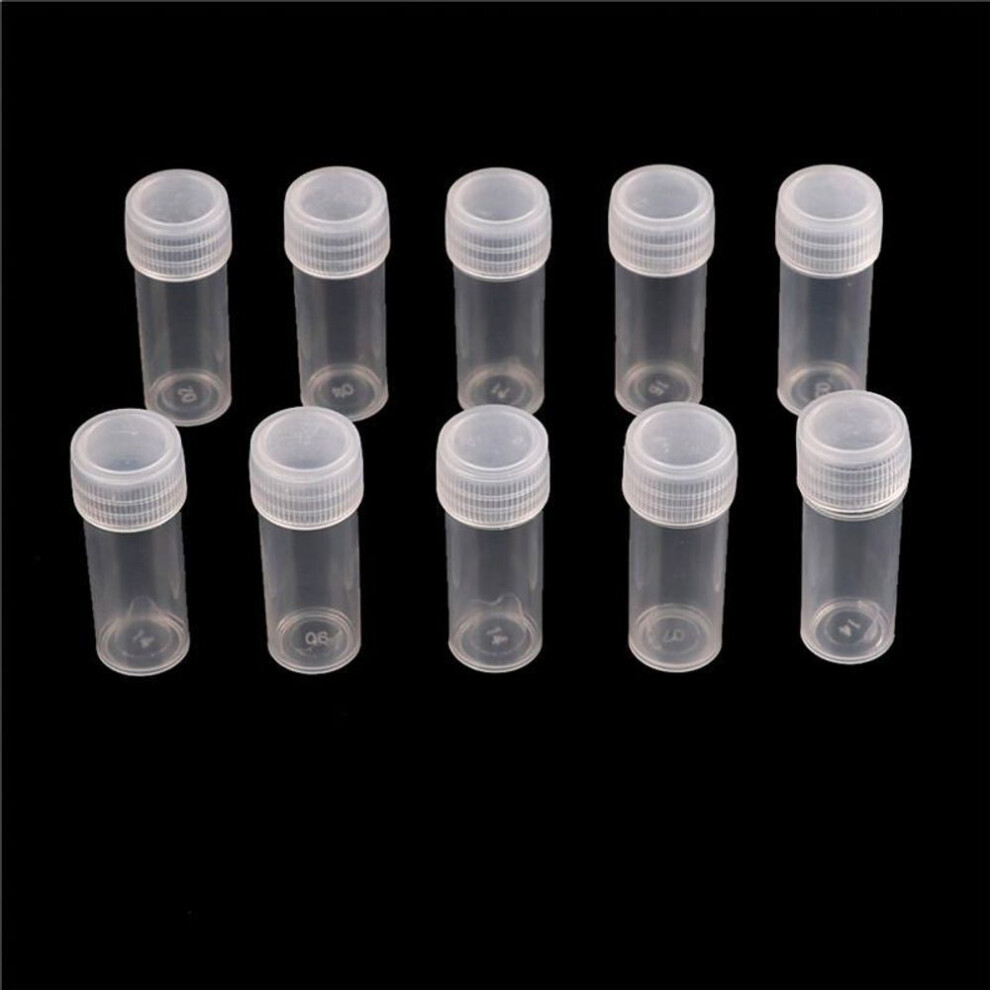 10pcs Plastic Sample Bottle 5ml Test Tube Small Bottle Vial Storage Container