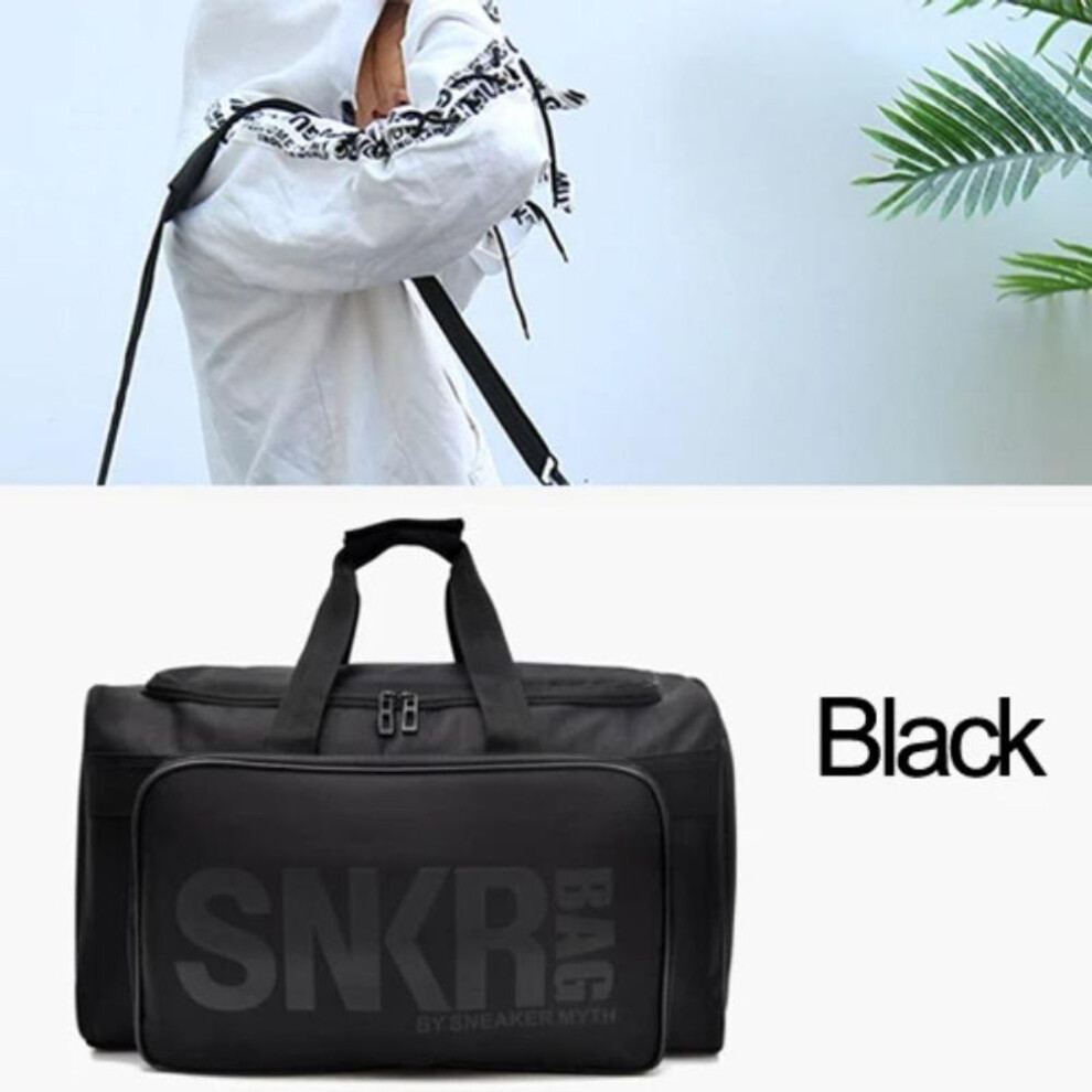 (black) Large Multiple Compartment Sport Training Gym Bags Men Sneaker Gym Bag Shoes Packing Cube Organizer Waterproof Shoulder Bag SNKR