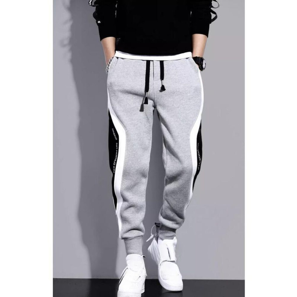 (grey, M) Men&apos;s Sports Pants Spring Autumn Male Loose Fitting Leggings Patchwork Running Training Casual Pants Fashion Outfit Trousers