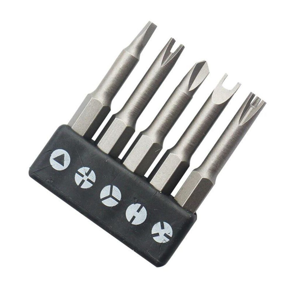 (as the picture, 1set) 5pcs Special-shaped Screwdriver Set 50mm U-shaped Y-type Triangle Inner Cross Three Points Screwdriver Bit Tool
