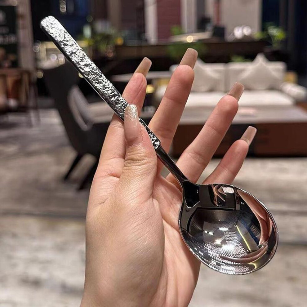 Stainless Steel Spoon Restaurant Dining Spoon Long Handled Drinking Spoon Dessert Spoon Home Kitchen Tableware Cooking Utensils
