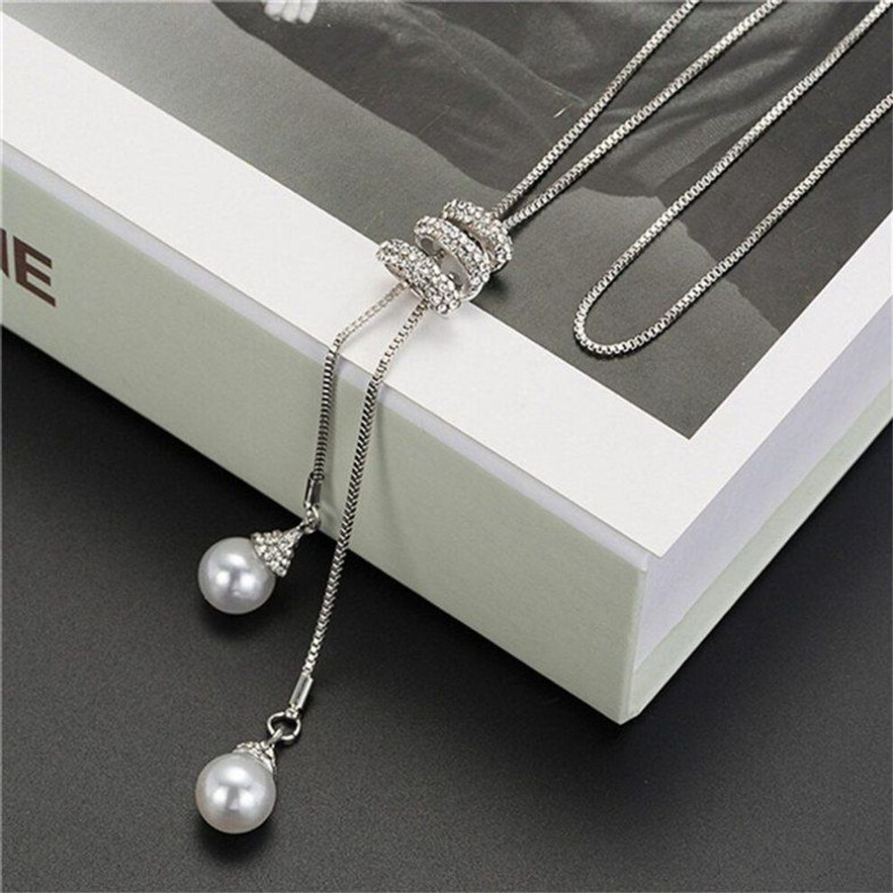 (silver) Women&apos;s Fashion Spiral Necklace Sweater Chain Casual Clavicle Chain