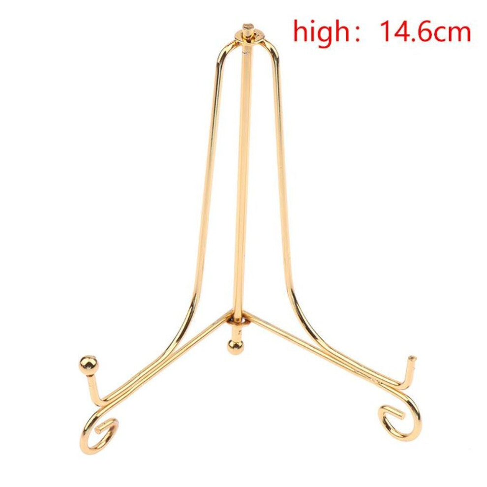 (15cm) Gold Iron Display Stand Craft Bracket Book Holder Photo Pedestal Bowl Dish Frame Picture Plate Rack Easel Storage Decoration