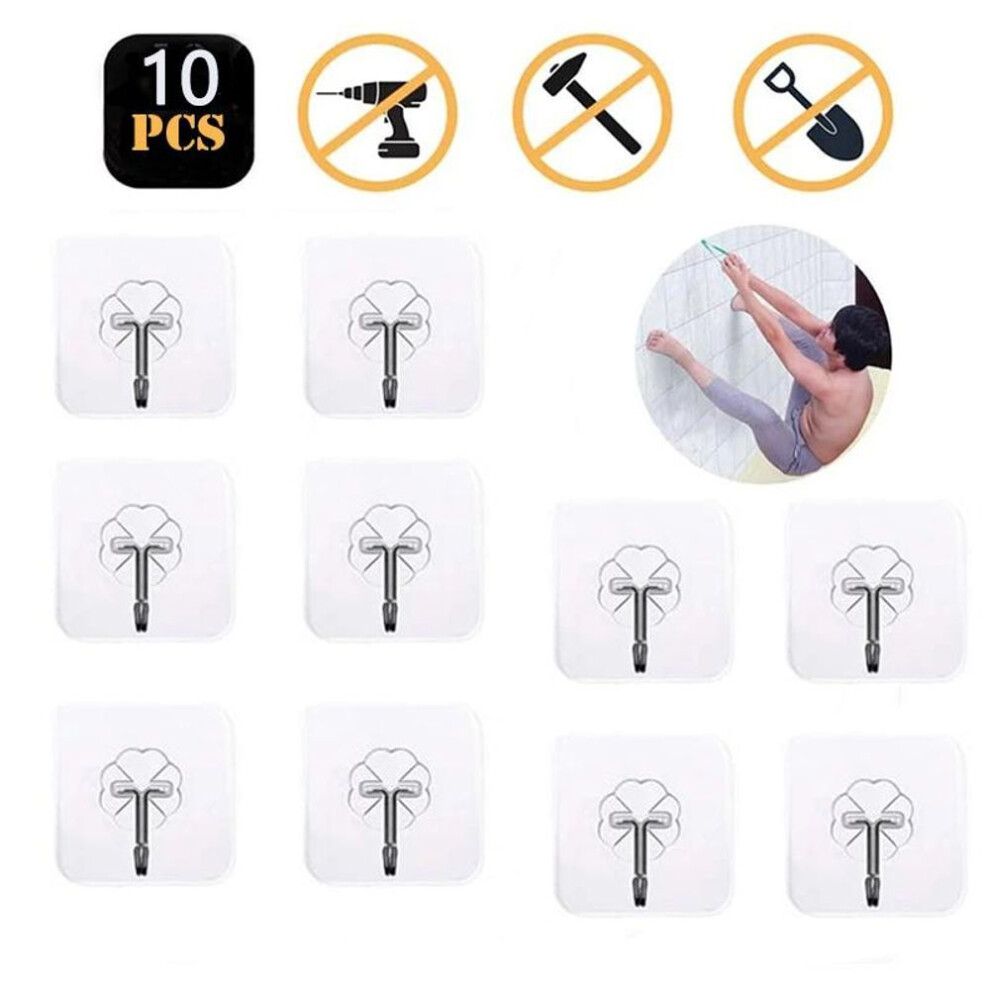 (as the picture, 10pcs) 10/20pcs Transparent Strong Self Adhesive Door Wall Hangers Hooks Suction Heavy Load Rack Cup Sucker For Kitchen Bathroom
