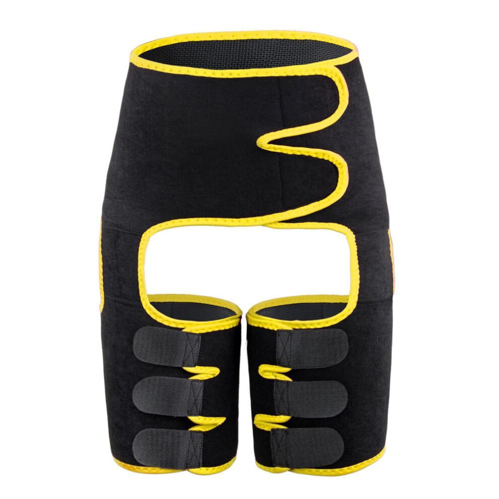 (yellow, S/M) 2023 New 3 In 1 Adjustable Waist Trainer Body Shaping Stovepipe Belt Slimming Fat Burning Hip Shaper