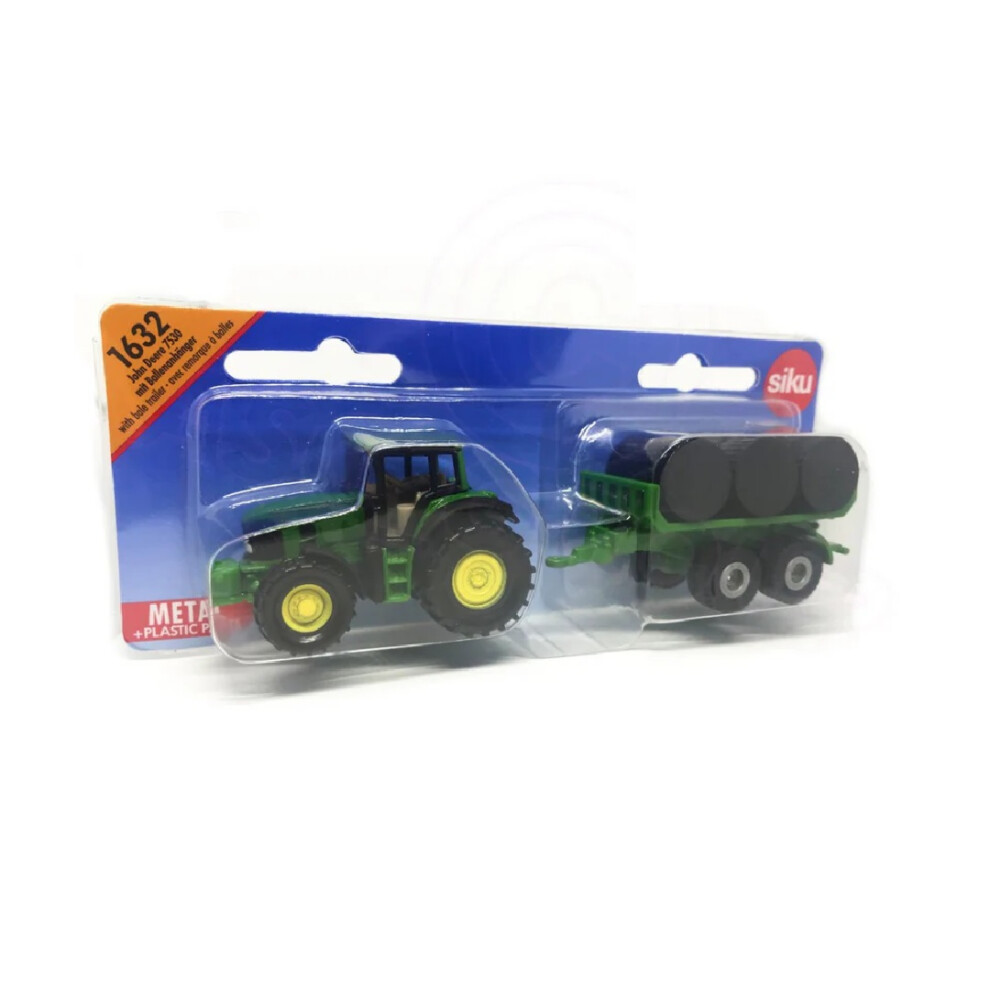 SIKU 1:87 Green John Deere With Trailer & Bales Vehicle