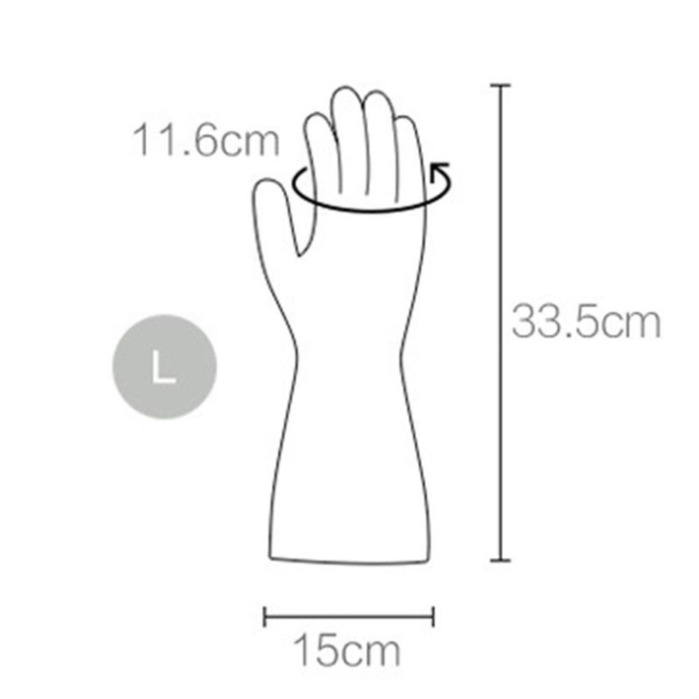 (L) 1 Pair Rubber Translucent Dishwashing Gloves Waterproof Kitchen Washing Clothes Washing Dish Plastic Cleaning Housework Gloves