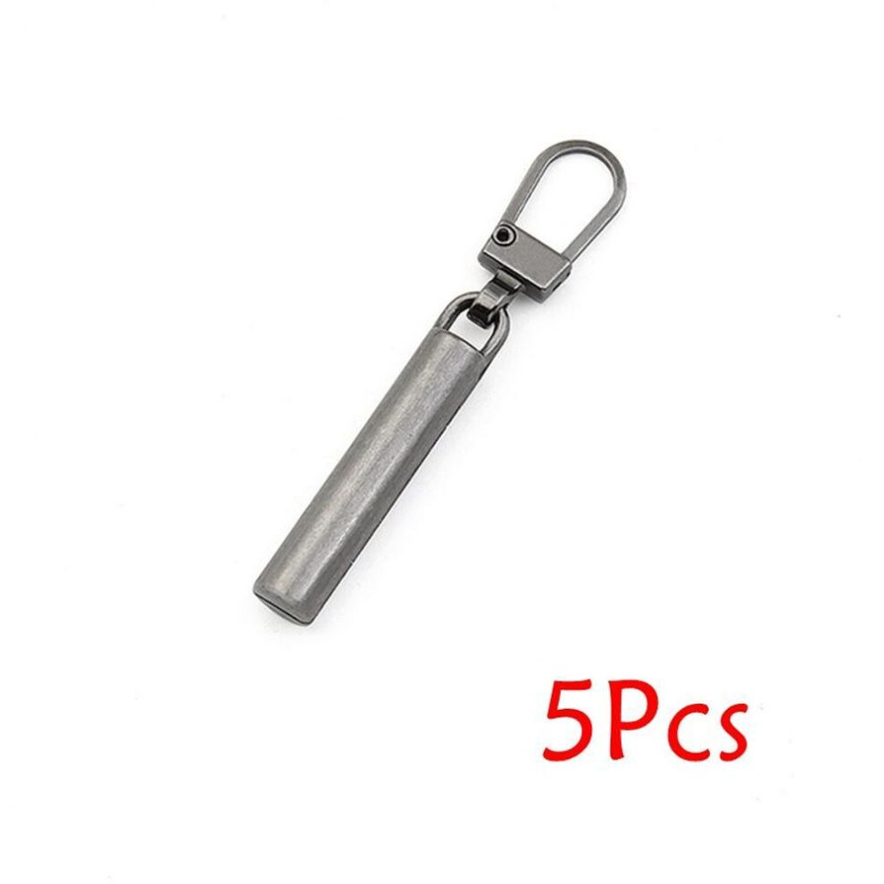 (5 Pcs Gun Color) 5pcs Detachable Metal Zipper Pullers Zipper Sliders Head Zipper Pull Tab Diy Sewing Bags Down Jacket Zippers Slider Repair Kits