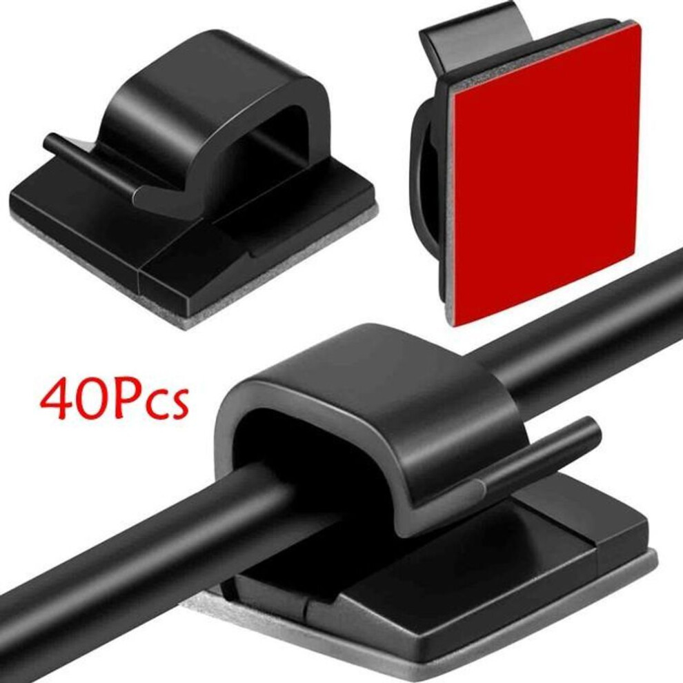 (black, 40 Pcs) 20/40Pcs Cable Clips Self Adhesive Cord Management Black Wire Holder Organizer Clamp Self-adhesive Car Wire Clip Accessories