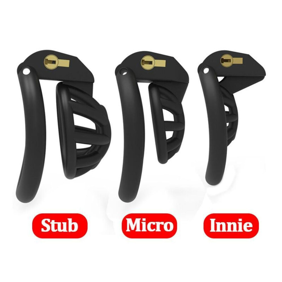 (Black Micro) Positive And Negative Penis Rings Sissy Chastity Cage Locked In Lust Male Chastity Device With 4