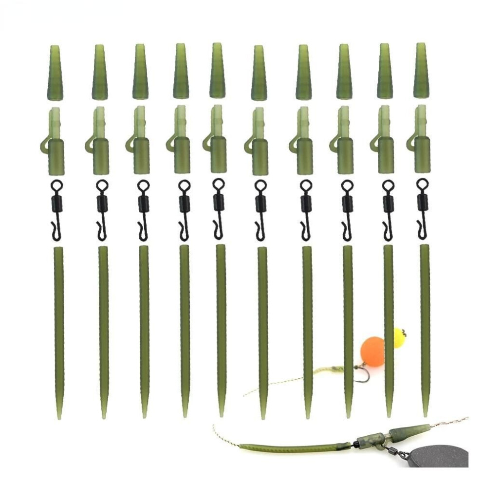40pcs Carp Fishing Accessories Lead Clip Quick Change Swivel Tail Rubber Anti Tangle Sleeves For Carp Rigs Coarse Fishing Tackle