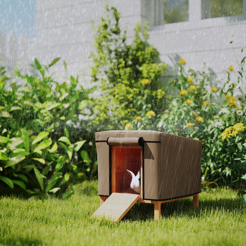 Pawhut Rabbit Hutch Cover Guinea Pig Hutch Cover For Model X-D2-0047, Brown