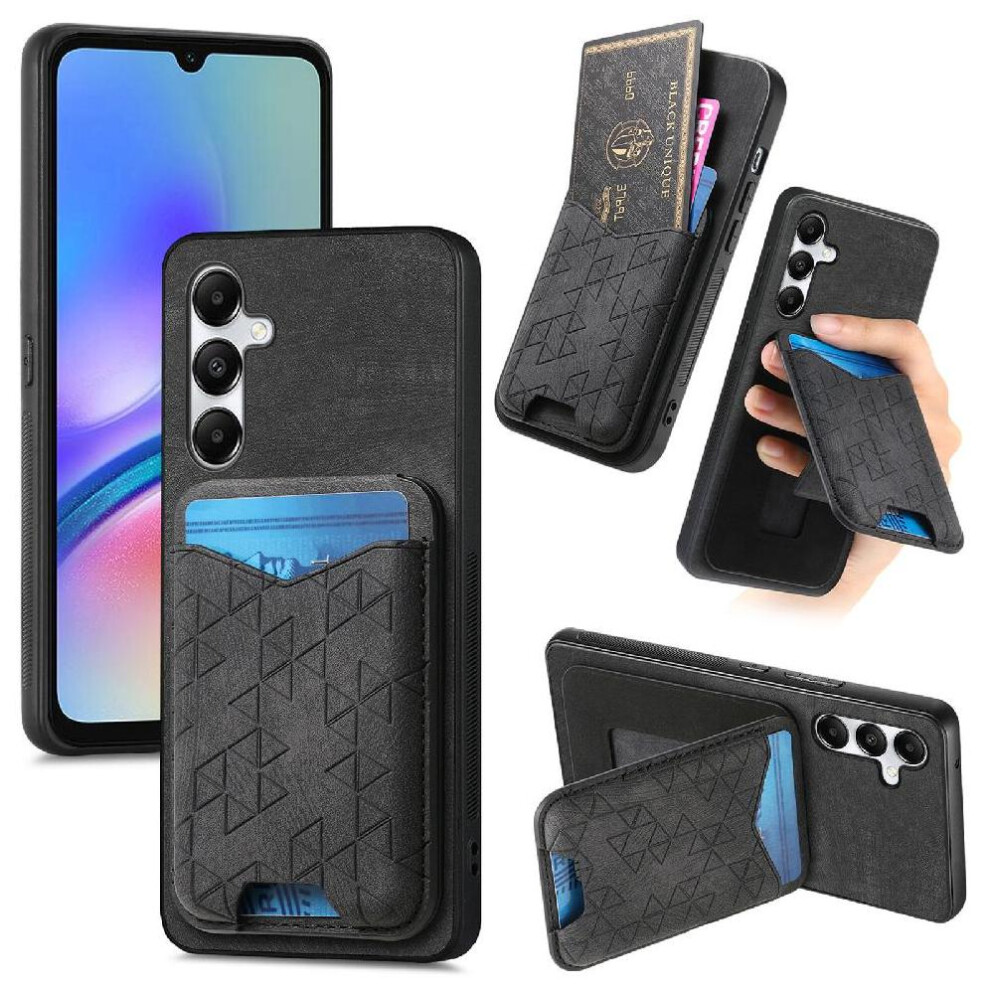 (Black) Case For Samsung Galaxy A05s Stable Grip Retro Card Slot Stand Black 764549372041