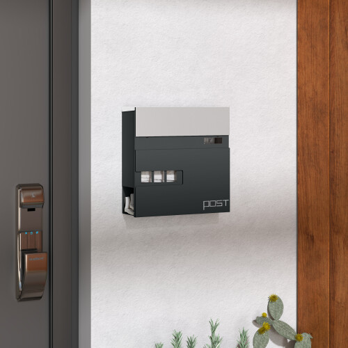 Homcom HOMCOM Wall Mounted Post Box, Weatherproof Letterbox with Lock, Grey